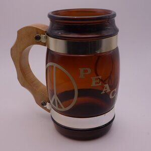 Peace Amber Glass with Wood Handle